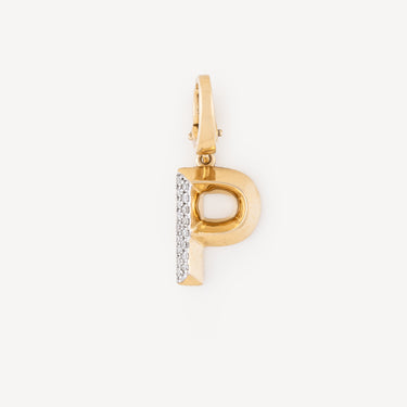 Gold Diamond Alphabet P Charm