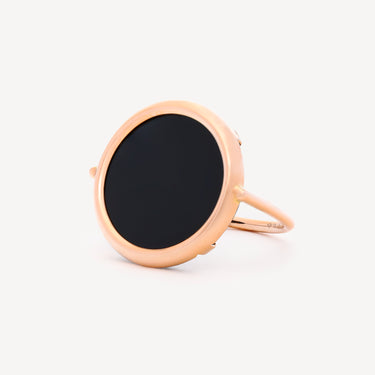 Bague Black Onyx Disc Or Rose