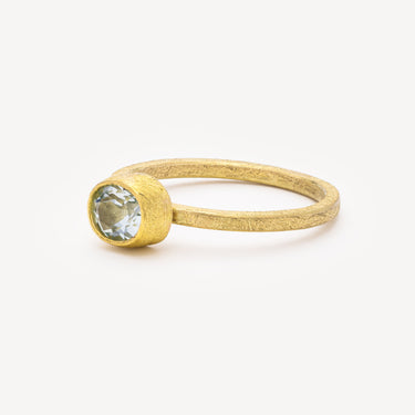 Faceted Aquamarine Oval Square Ring