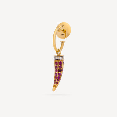 Boucle d'Oreille Corne Or Jaune Rubis