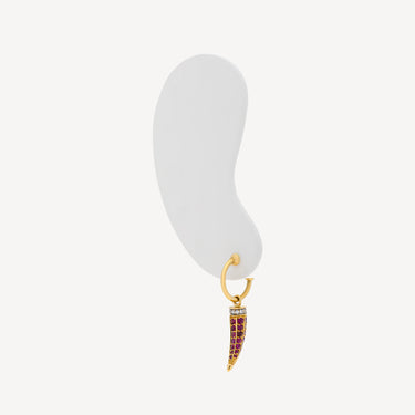 Boucle d'Oreille Corne Or Jaune Rubis