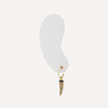 Boucle d'Oreille Corne Or Jaune Diamants Noirs et Bruns