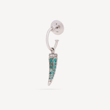 Boucle d'Oreille Corne Or Blanc Tourmalines Paraíba et Diamants