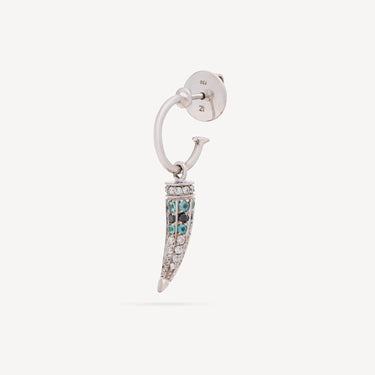 Boucle d'Oreille Corne Or Blanc Diamants Tourmalines