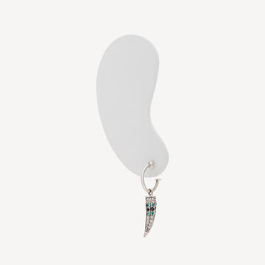 Boucle d'Oreille Corne Or Blanc Diamants Tourmalines