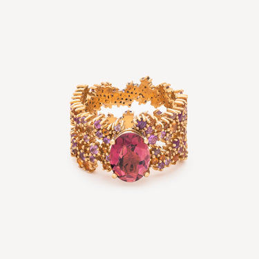 Bague Halo Double Saphir Tourmaline