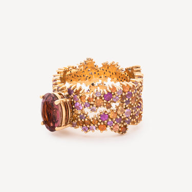 Bague Halo Double Saphir Tourmaline