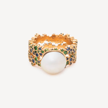 Bague Nacrée Double Saphir Perle