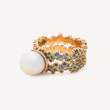 Bague Nacrée Double Saphir Perle