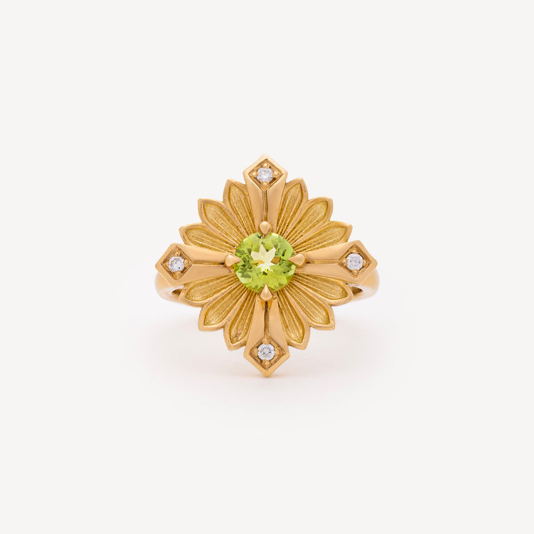 Bague Stamp Grand Modèle Or Jaune Péridot