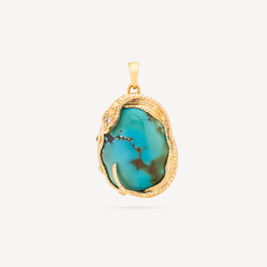TIBETAN TURQUOISE SNAKE YG DIA PENDANT