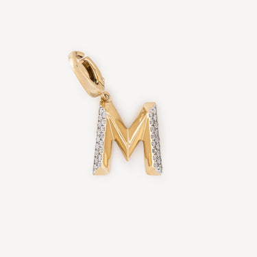 Gold Diamond Alphabet M Charm