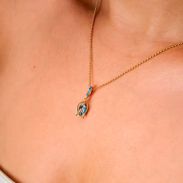 Pendentif Tulipe Topaze Saphir