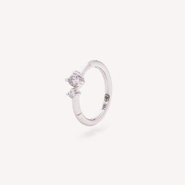 Créole 6,5mm Or blanc Double Diamant