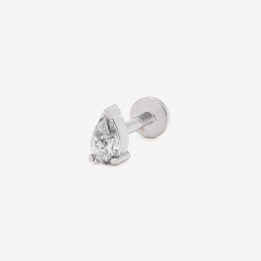 Stud Poire Or blanc Diamant 3,2 x 5 mm