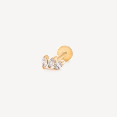 Stud Or jaune Triologie Diamant Marquise