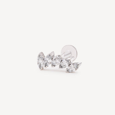 Stud Or blanc 5 Marquises Diamant
