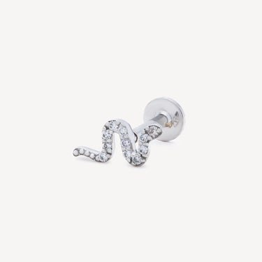 Stud Serpent Or blanc Pavé
