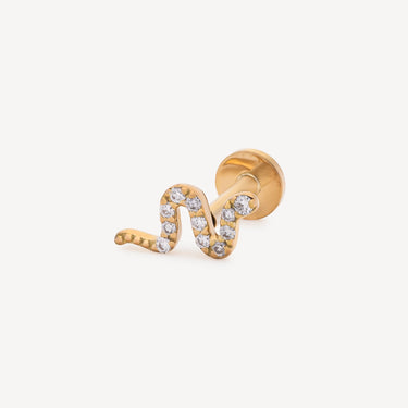 Stud Serpent Or jaune Pavé