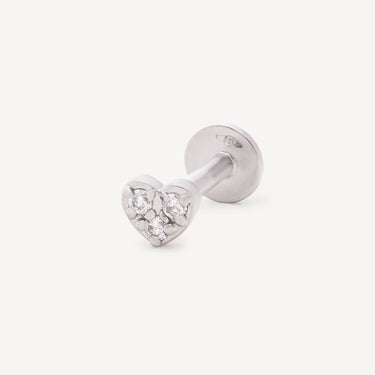 Stud Mini Cœur Or blanc Pavé