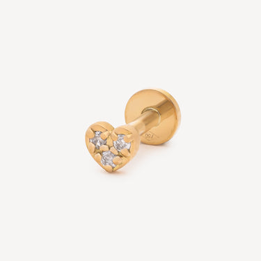 Stud Mini Cœur Or jaune Pavé