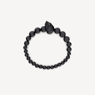 Black Beaded Skull Bracelet