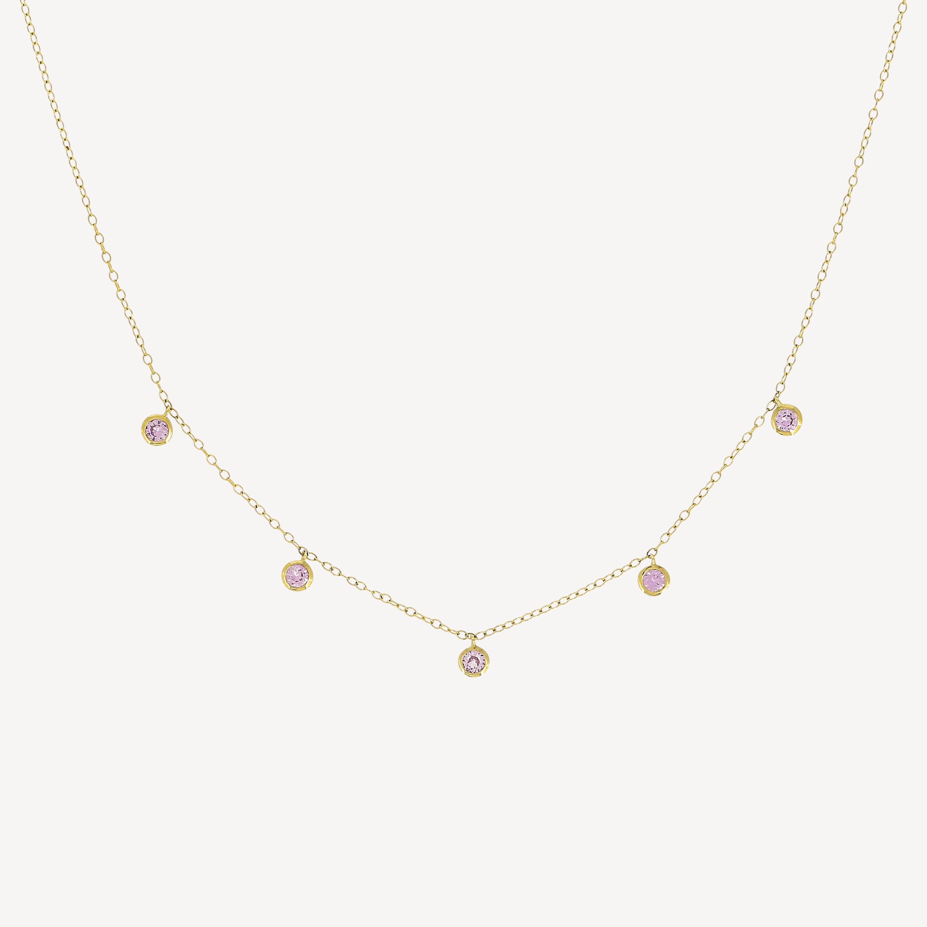 Halskette mit 5 rosa Saphiren