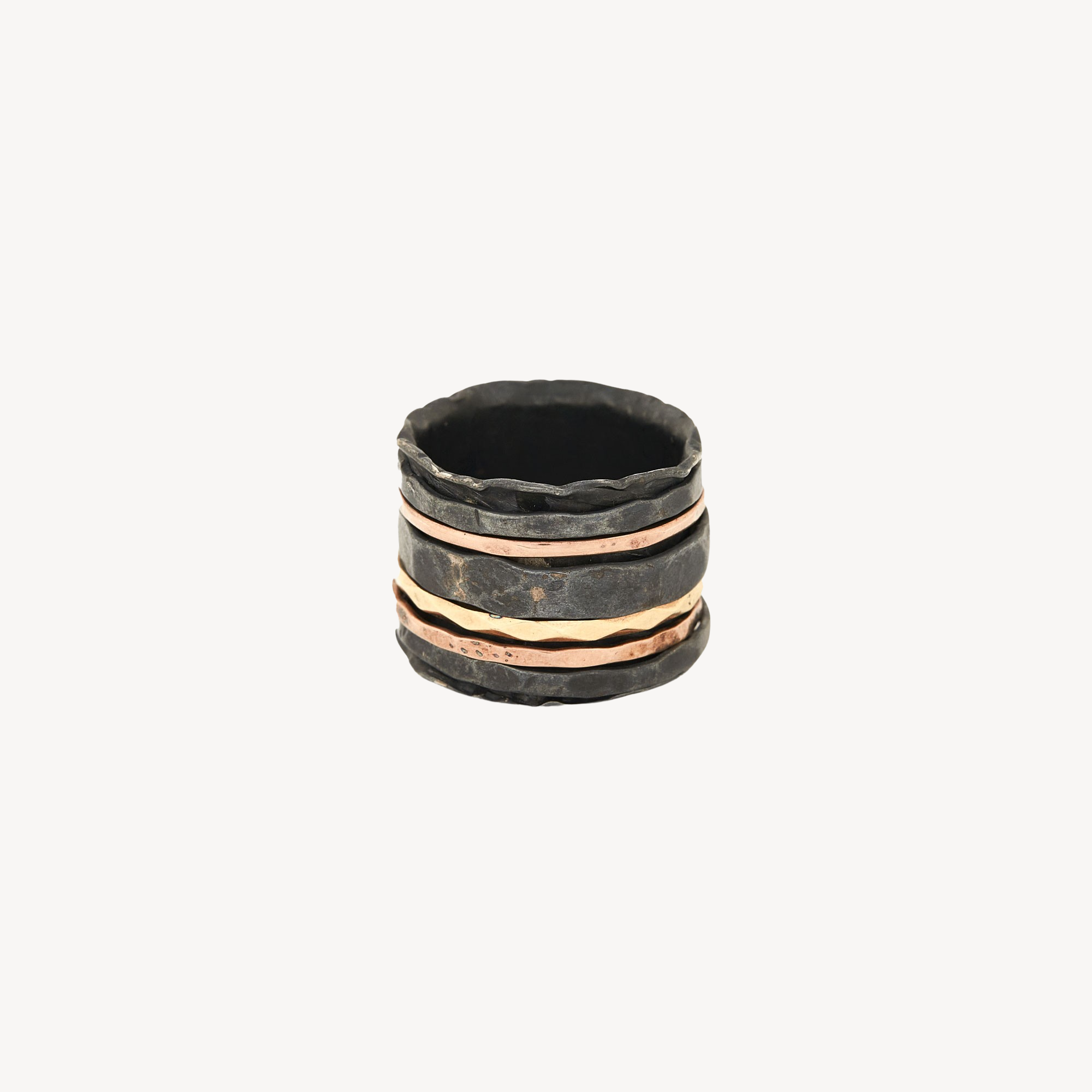 Ring with 3 Mobile Rings in Yellow and Rose Gold