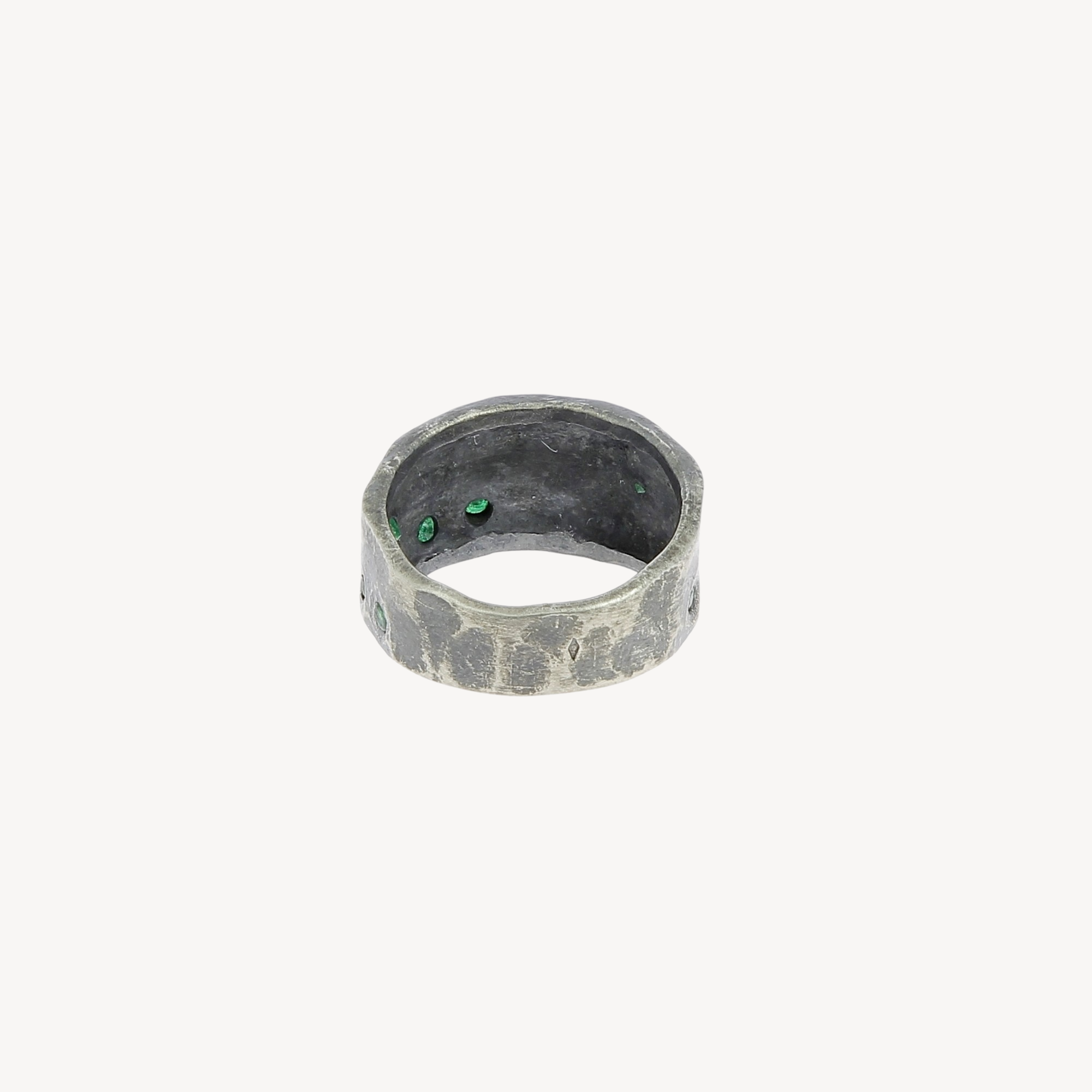 Silver 10 Emeralds Ring 