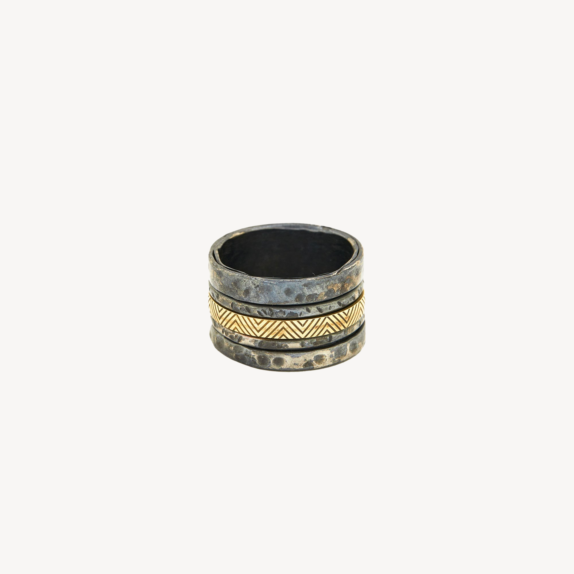 Hammered Mobile Yellow Gold Ring