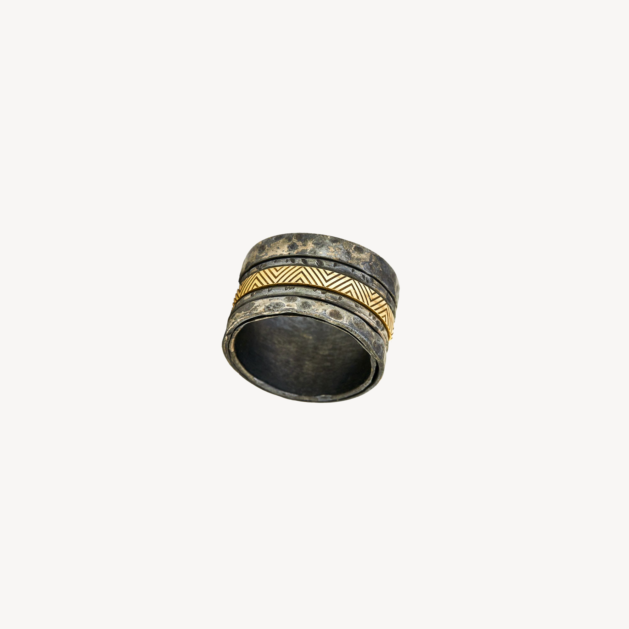 Hammered Mobile Yellow Gold Ring
