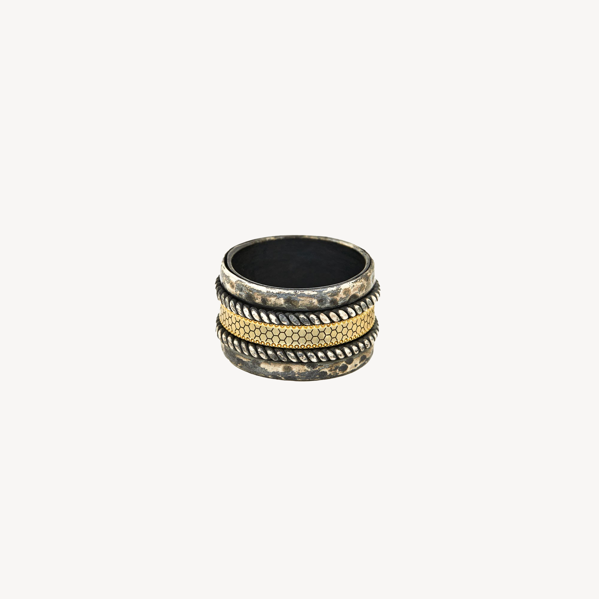 Mobile Braided Ring and Yellow Gold Ring