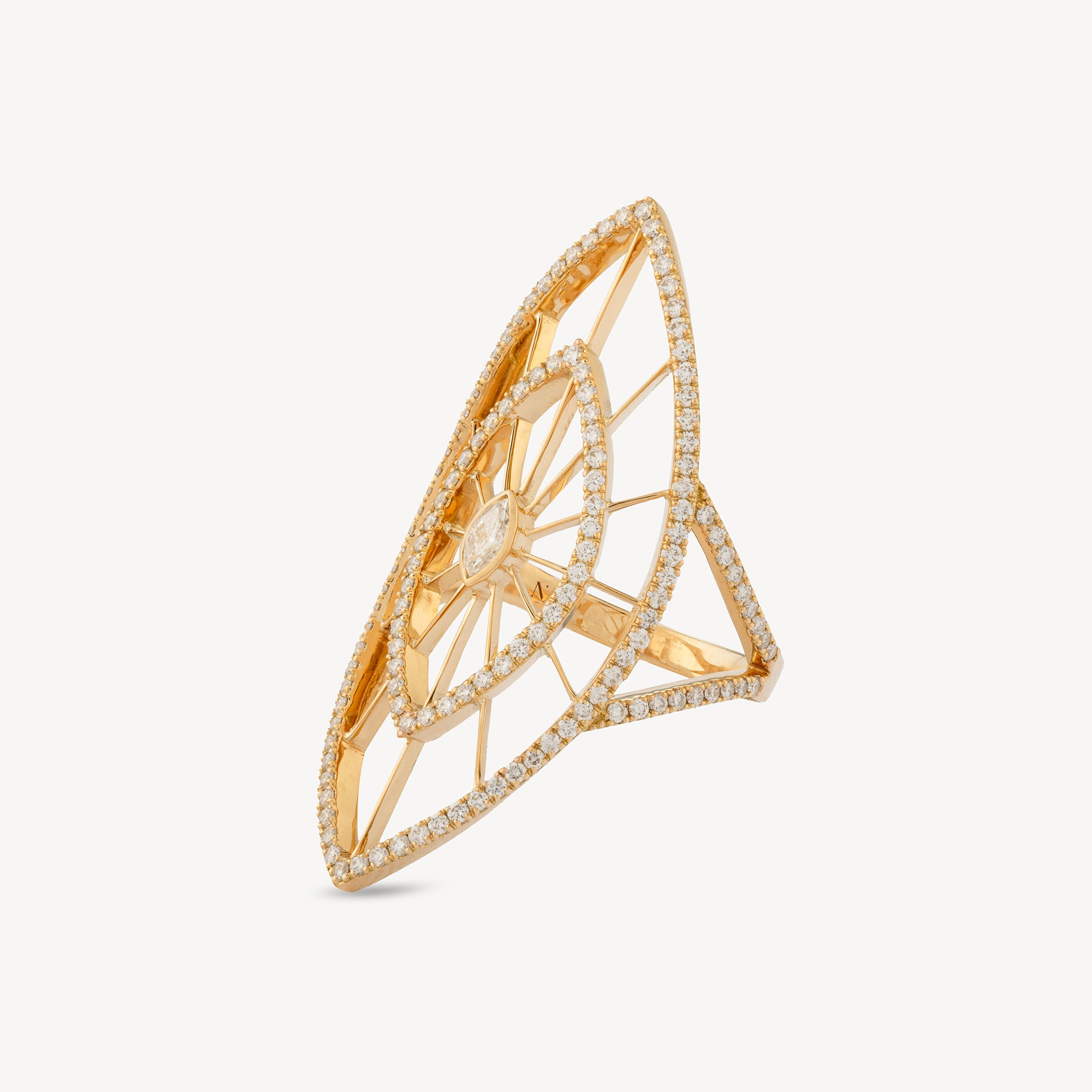 Ardente Ring Yellow Gold Navette Diamonds