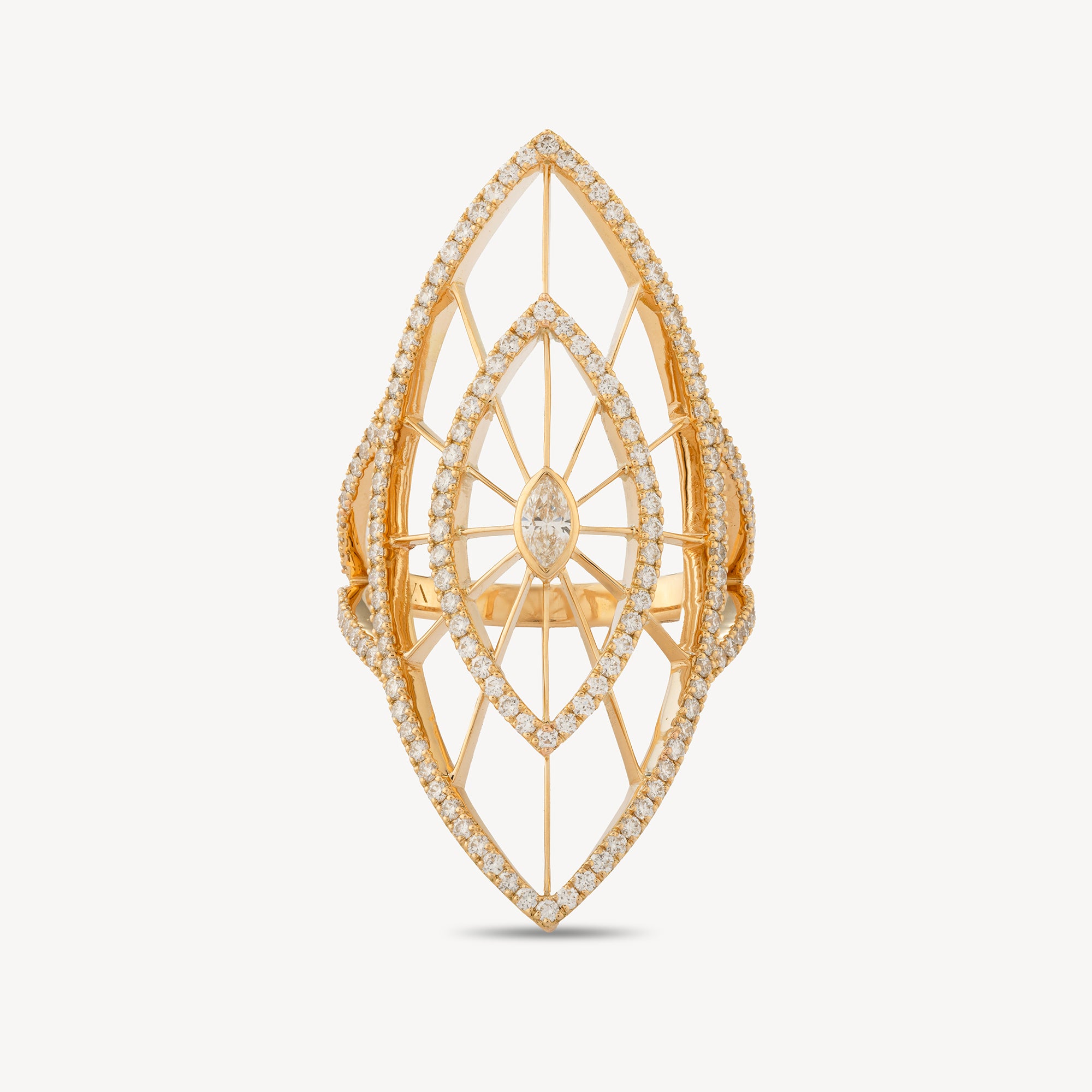 Ardente Ring Navette-Diamanten aus Gelbgold