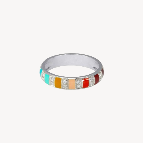 Billie Mehrfarbiger E-Mail- und Diamantring aus Weißgold