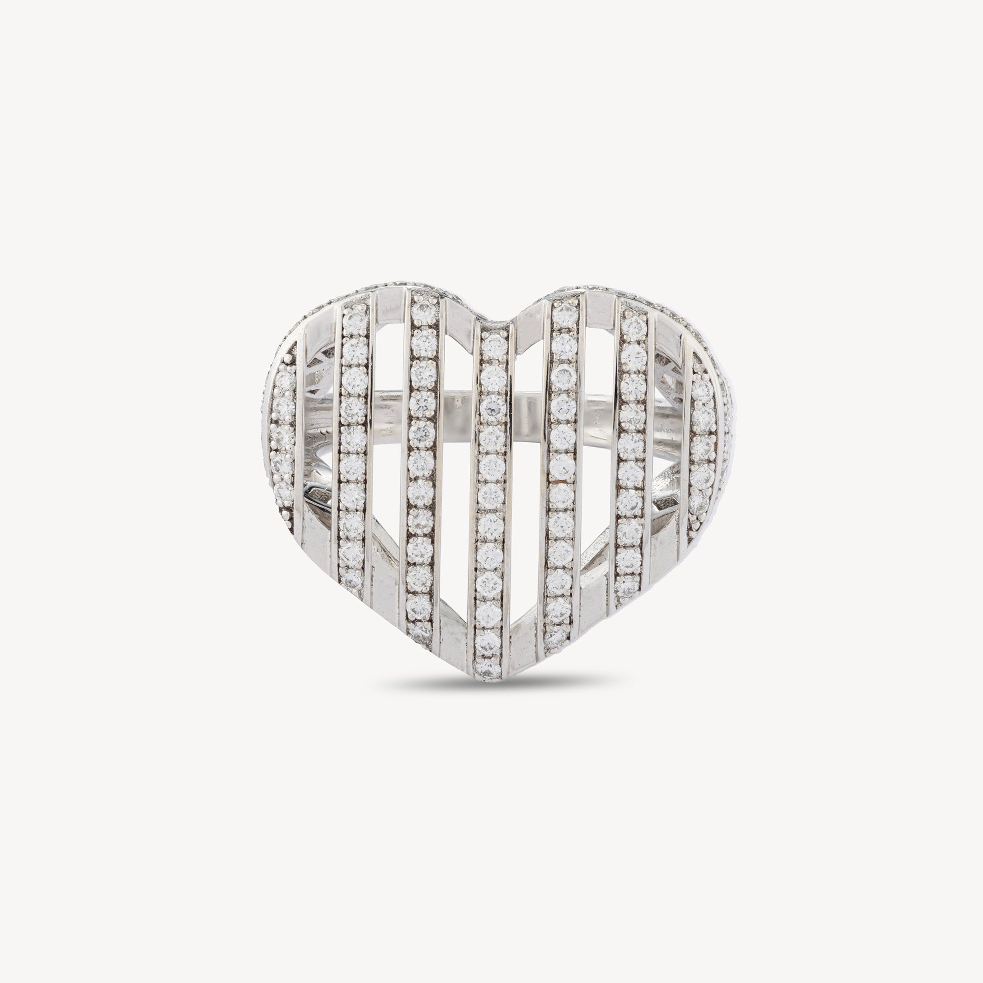 Cut Heart Ring White Gold Diamonds