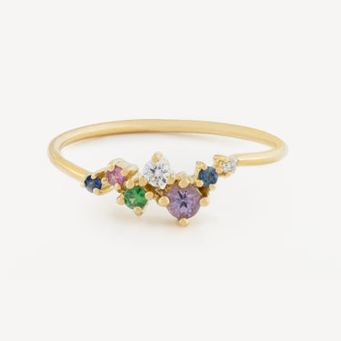 Yellow Gold Multi Sapphire Diamond Ring