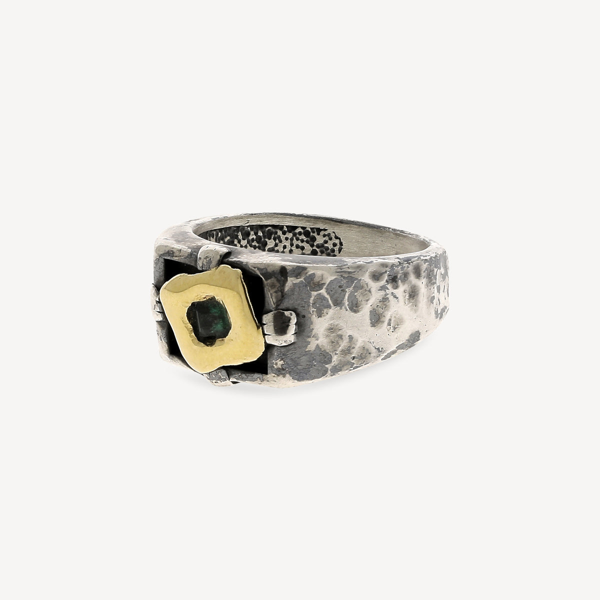 Bague Emeraude Argent et Or Jaune