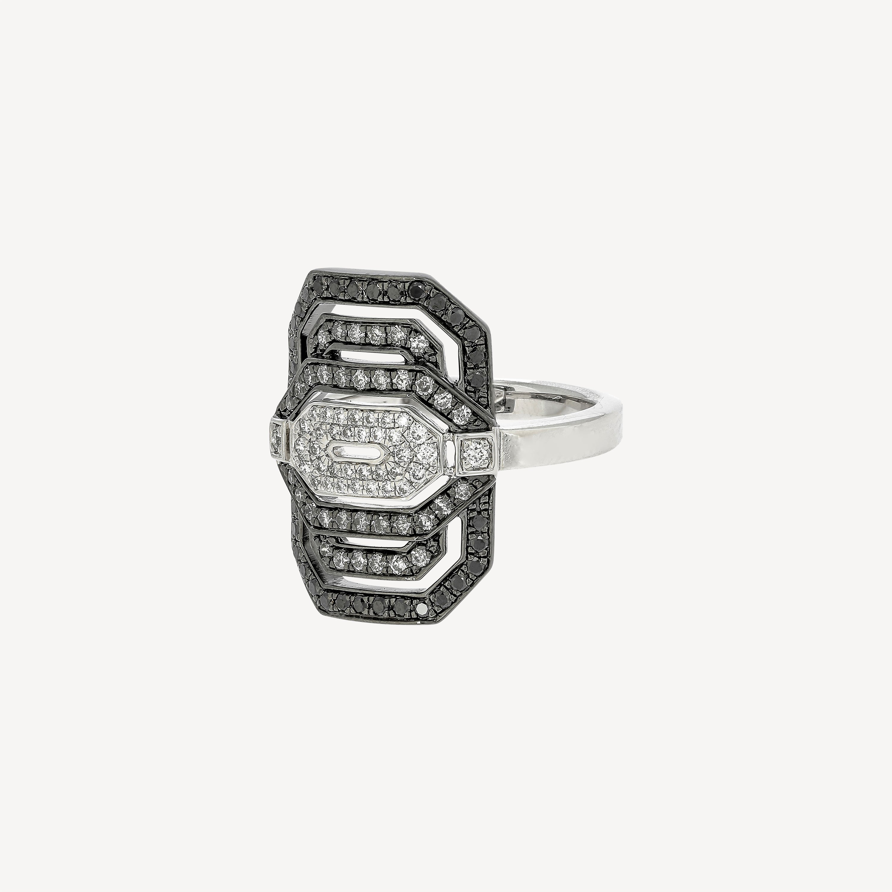 Mini My Way Ring aus Silber mit Farbverlauf und Schwarz