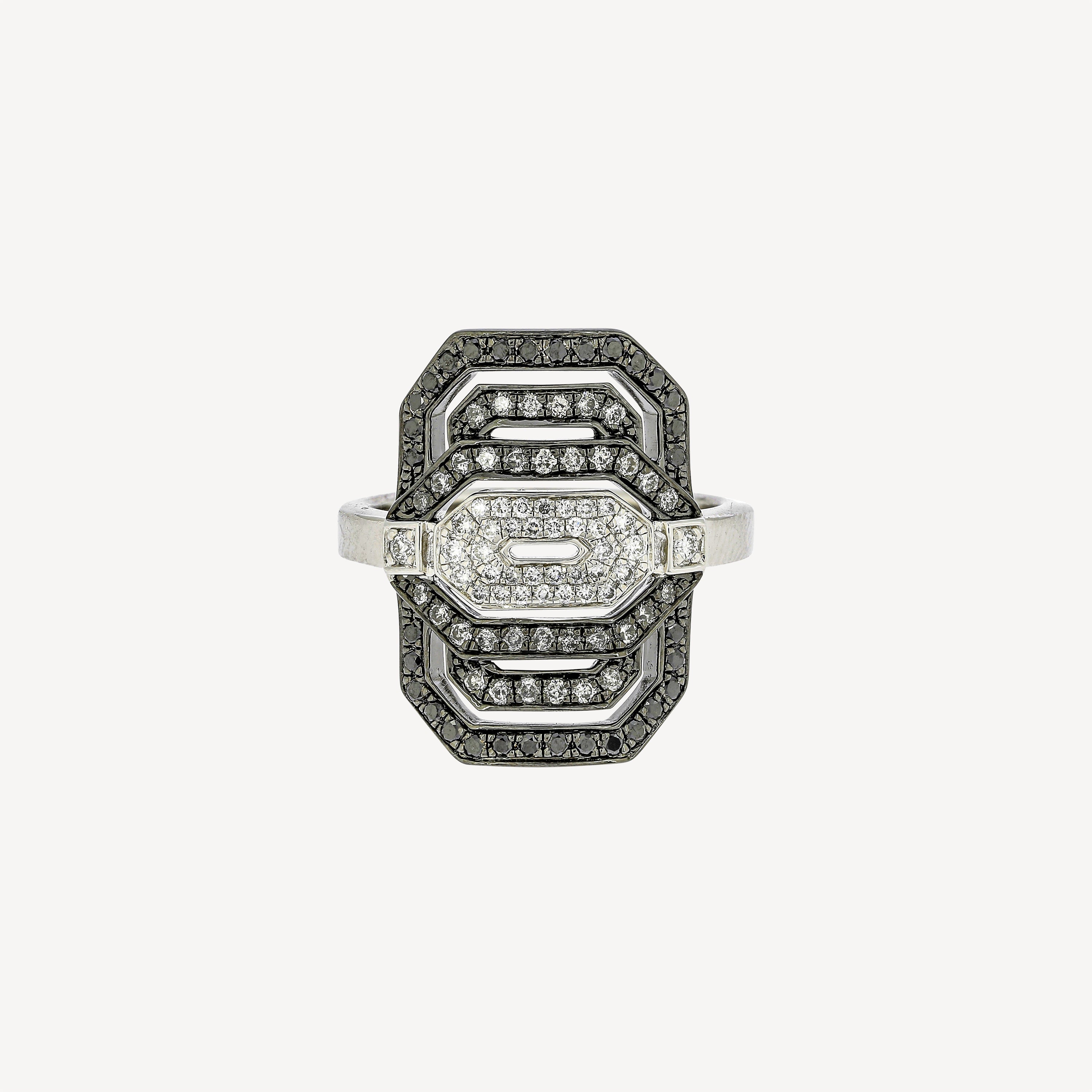 Mini My Way Ring aus Silber mit Farbverlauf und Schwarz