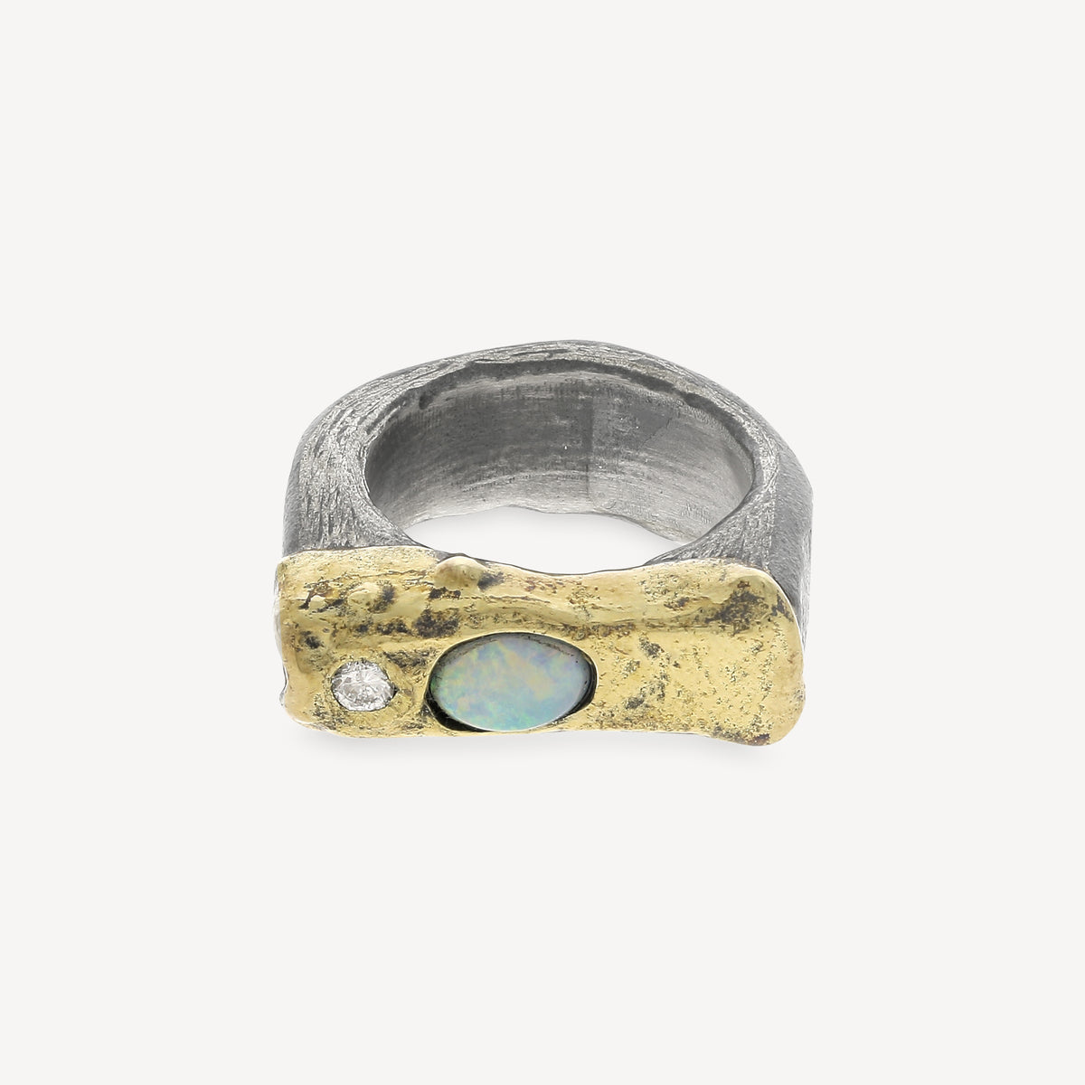 Bague Opale Argent et Or Jaune