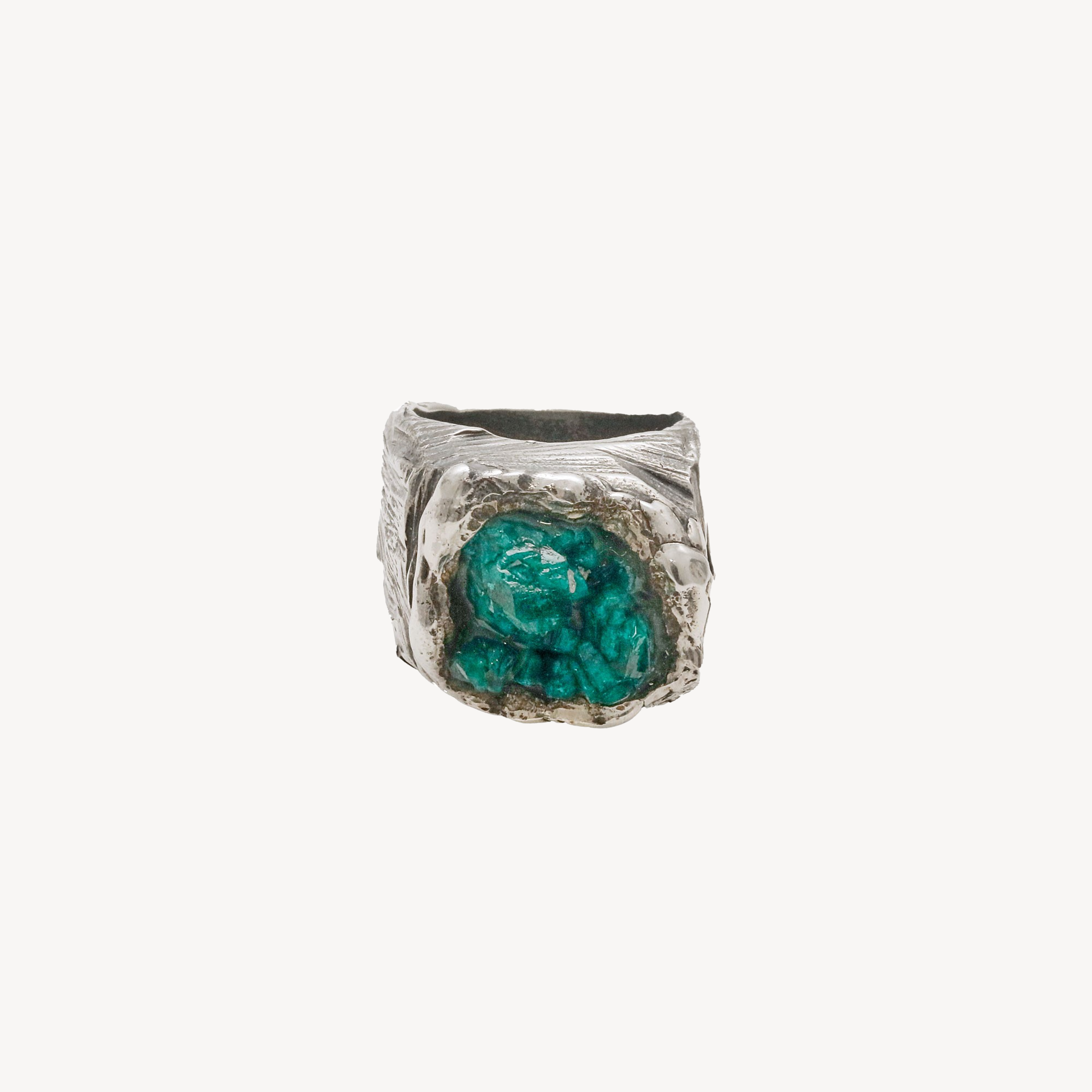 Emerald Striped Oval Ring