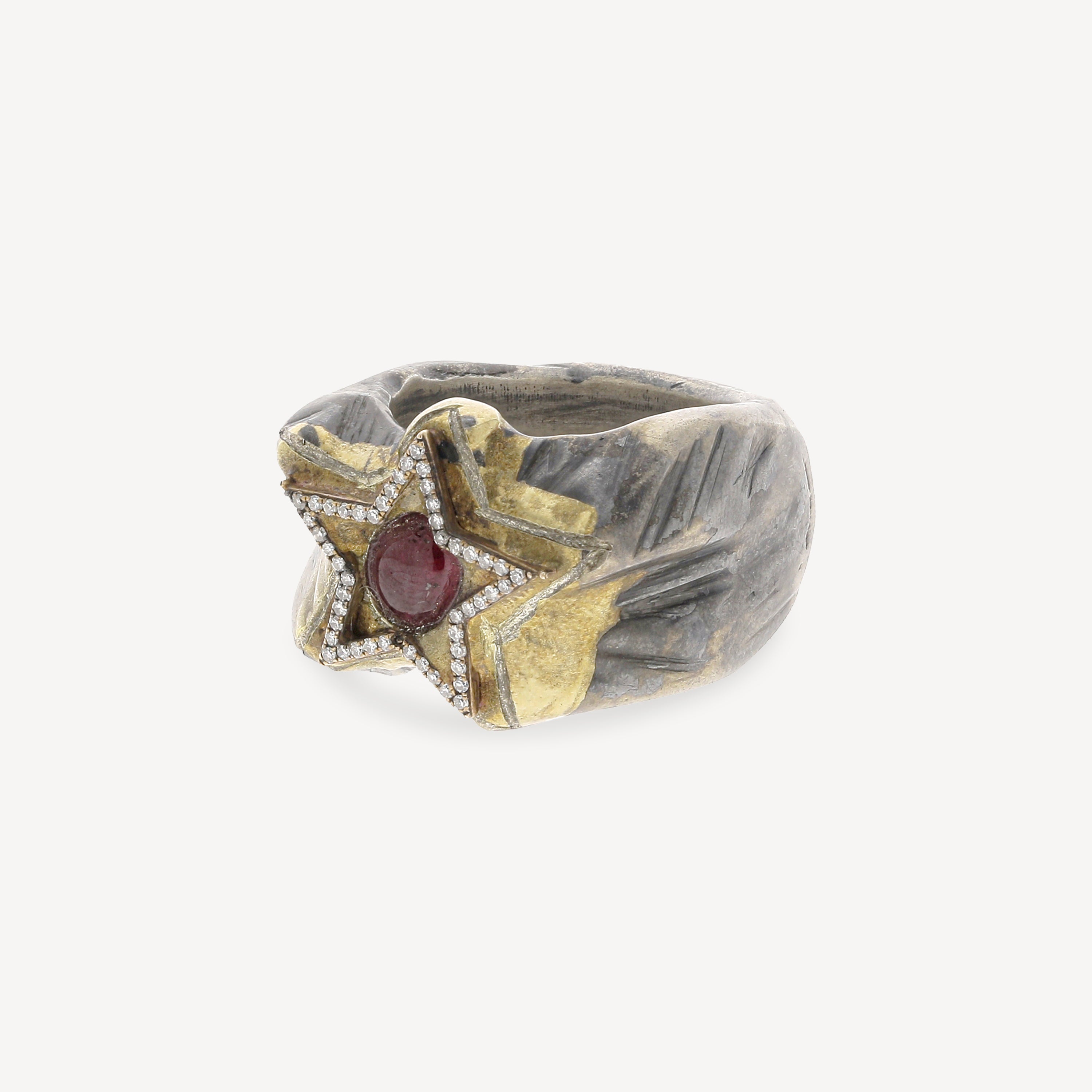 Ruby Silver and Yellow Gold Ring