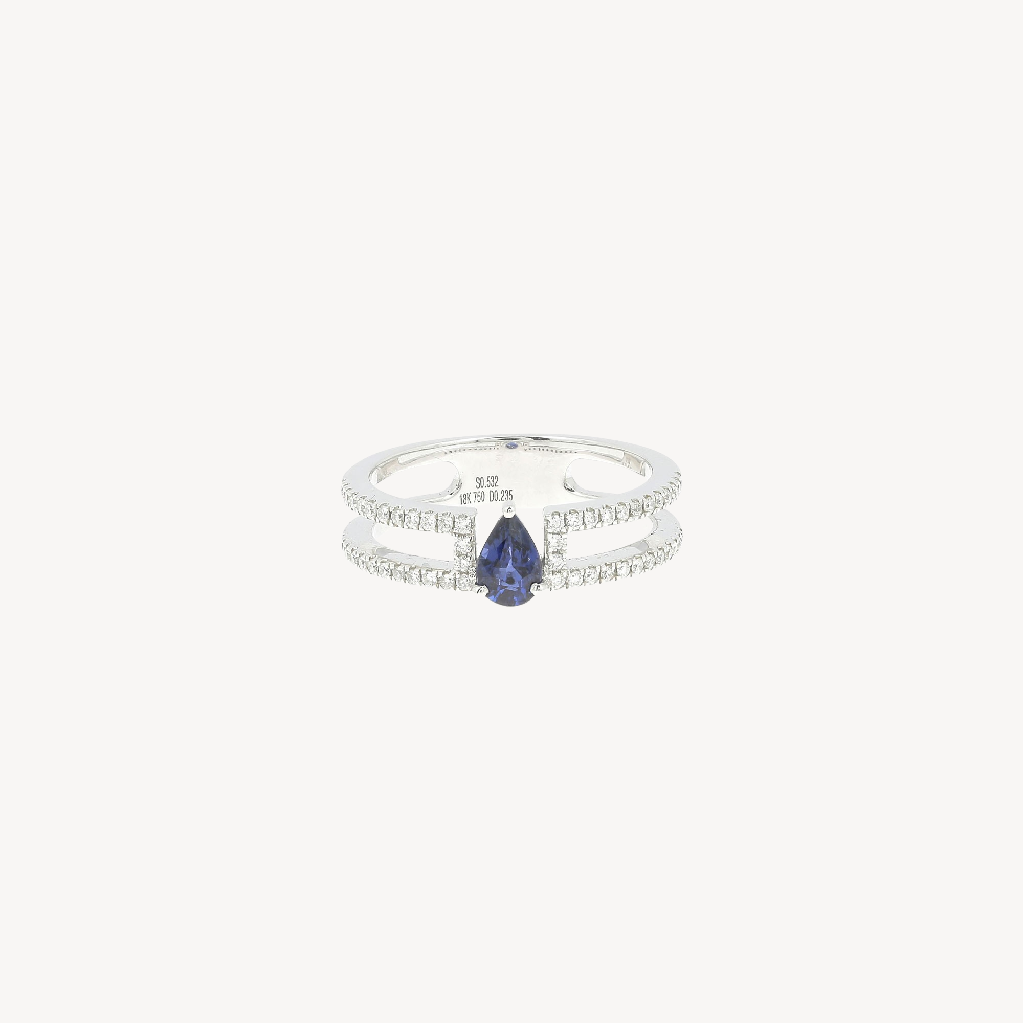 Bague Sapphire Pear and Diamond Modern