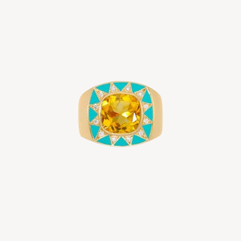 Yellow Citrine and Diamonds Stella Ring