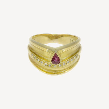Bague Vintage Rubis et Diamants Or Jaune