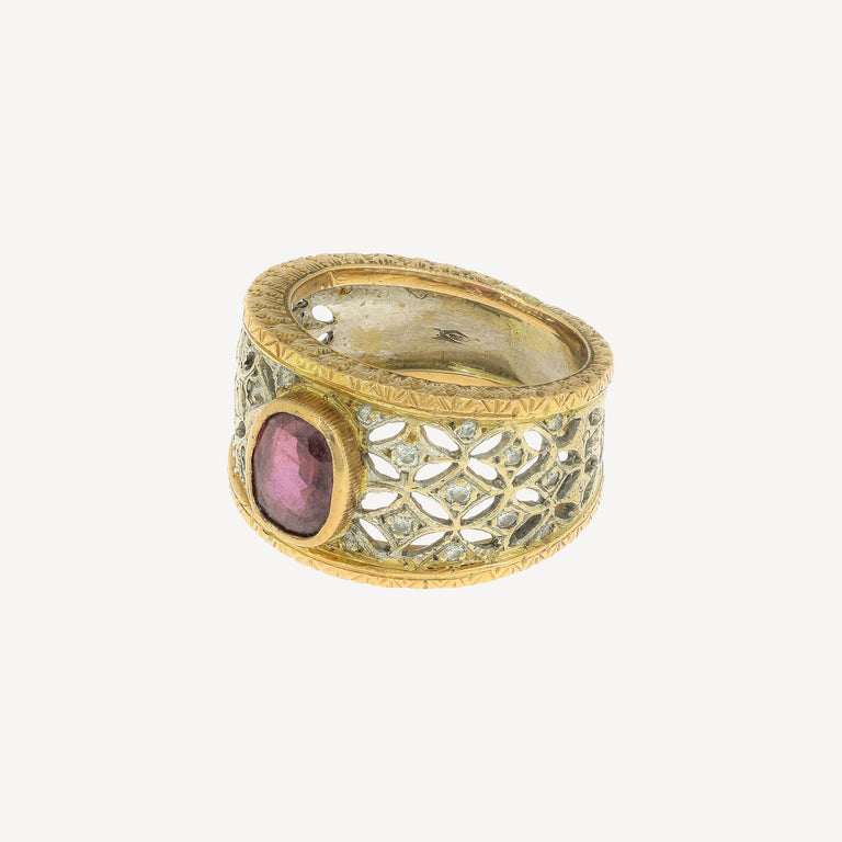 Vintage Rubin- und Diamantring aus Roségold