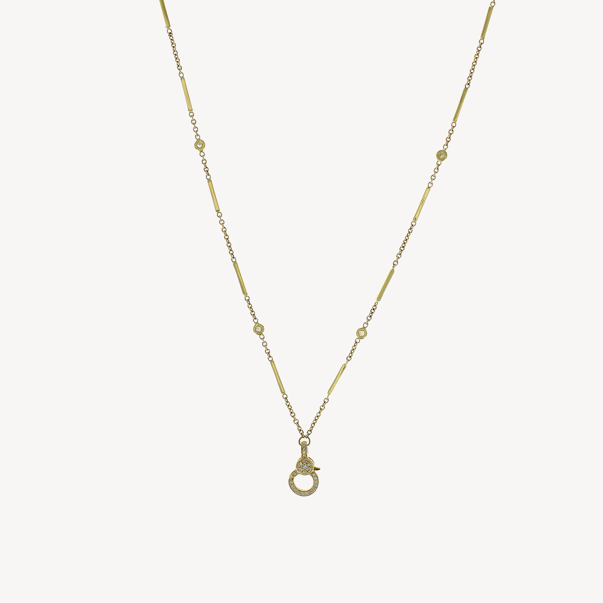 Gelbgold-Pavé-Diamant-Barren-Halskette