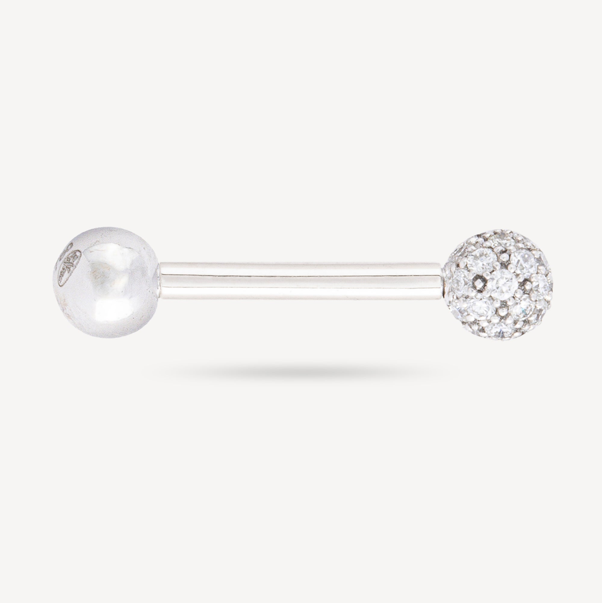 Weißgold-Nippelpiercing-Stab, 14 mm