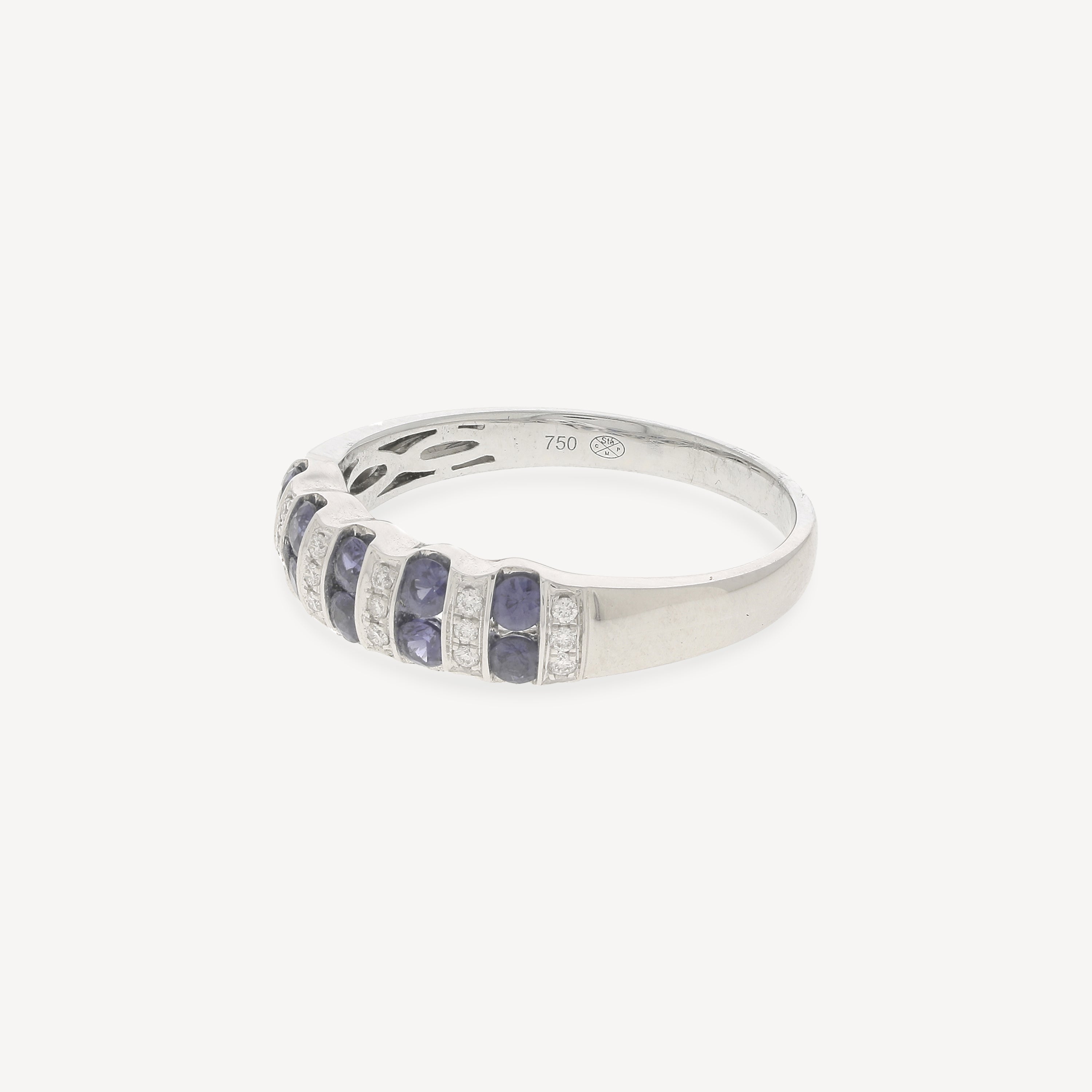 White Gold Sapphires and Diamonds Ring